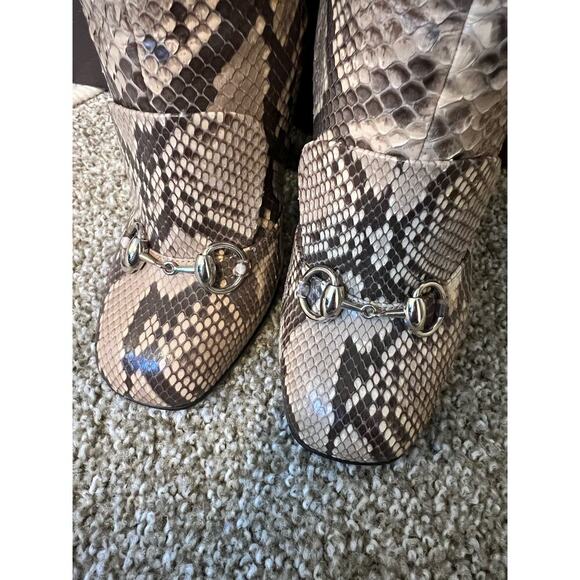 GUCCI CAMPAIGN PYTHON HORSEBIT HIGH TALL BOOTS BEIGE BROWN SZ 37.5 - Picture 6 of 14